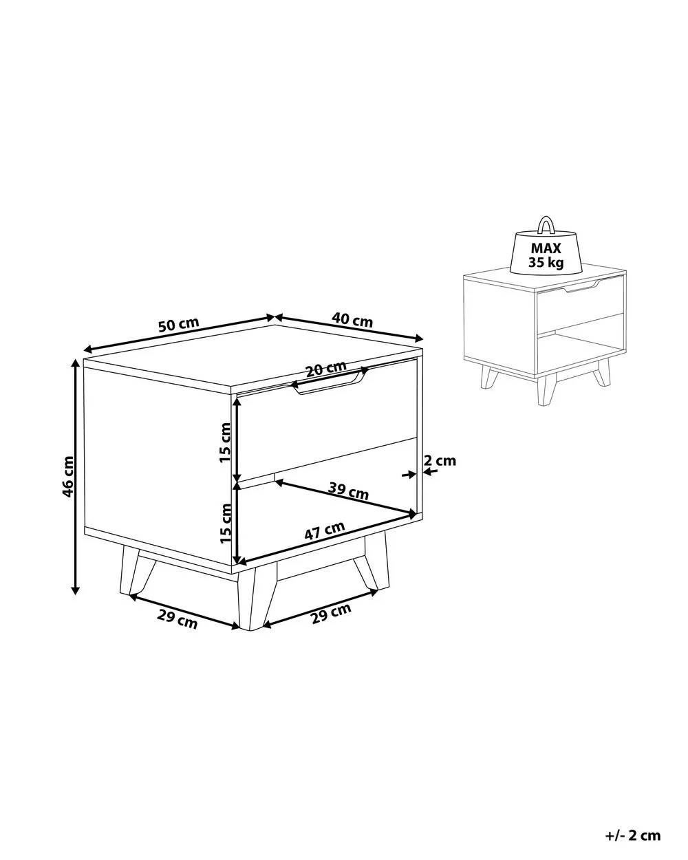 1 Drawer Bedside Table SPENCER White
