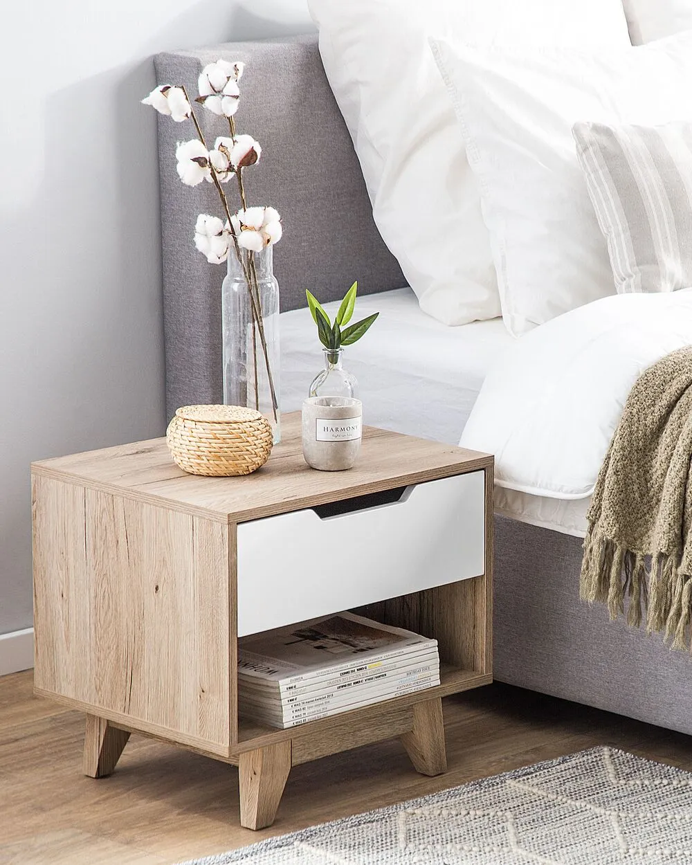 1 Drawer Bedside Table SPENCER White