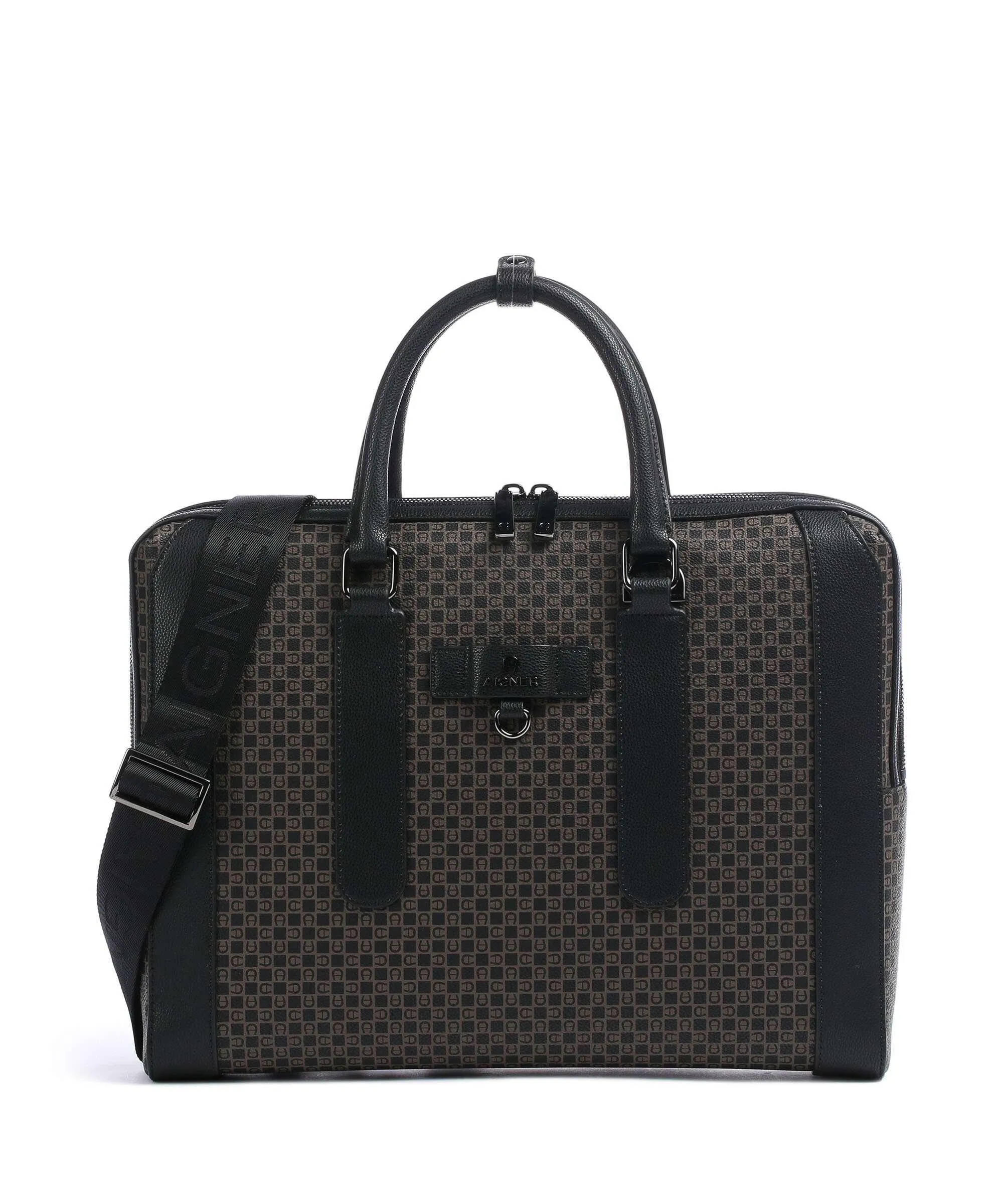  Aigner The Core Cartella poliestere riciclato marrone/nero  