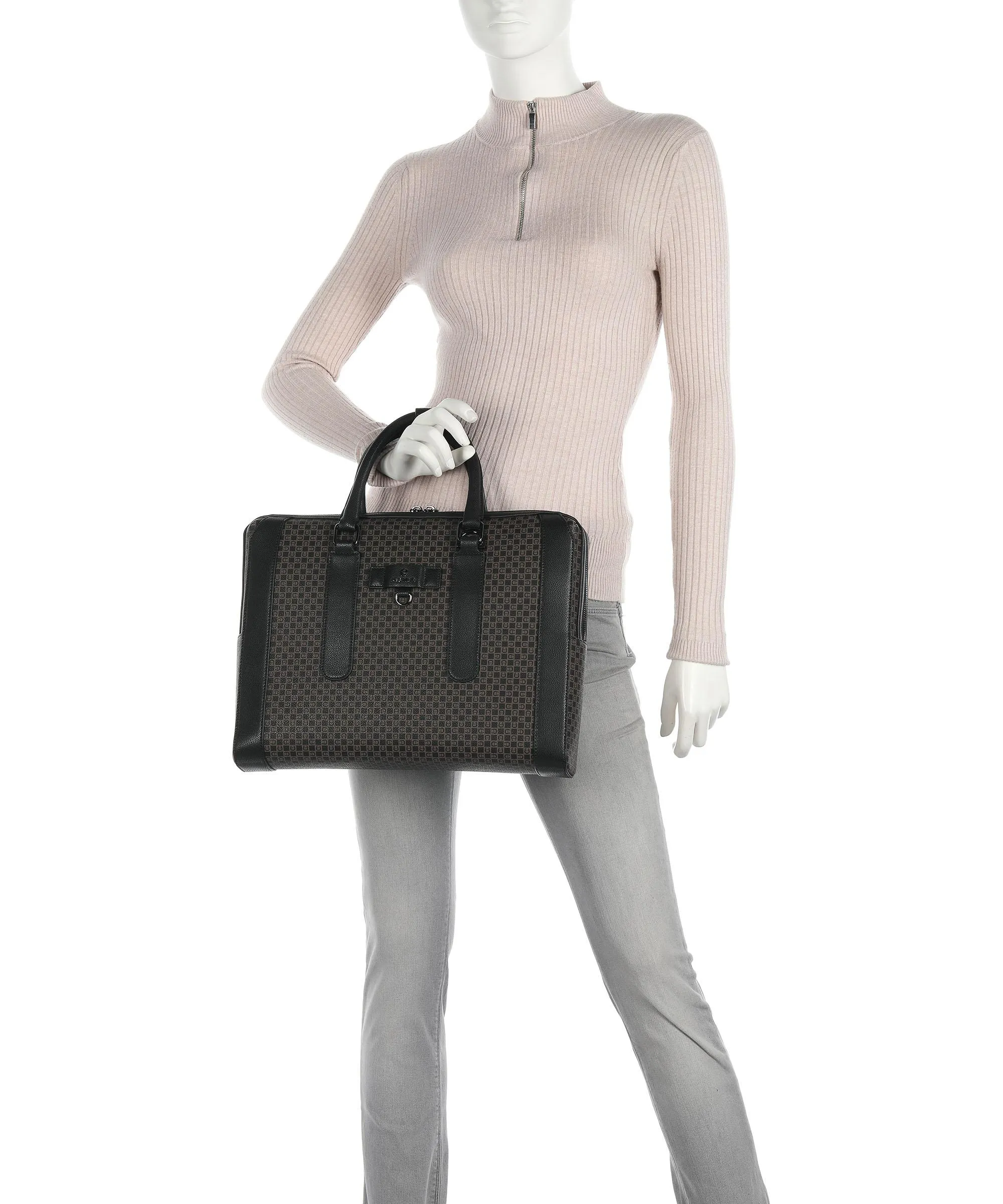 Aigner The Core Cartella poliestere riciclato marrone/nero  