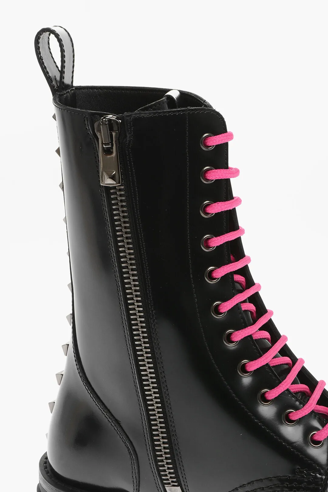 Anfibi In Pelle Spazzolata Con Borchie