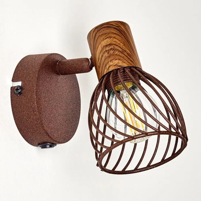 Applique Arjen Legno scuro, Ruggine, 1-Luce