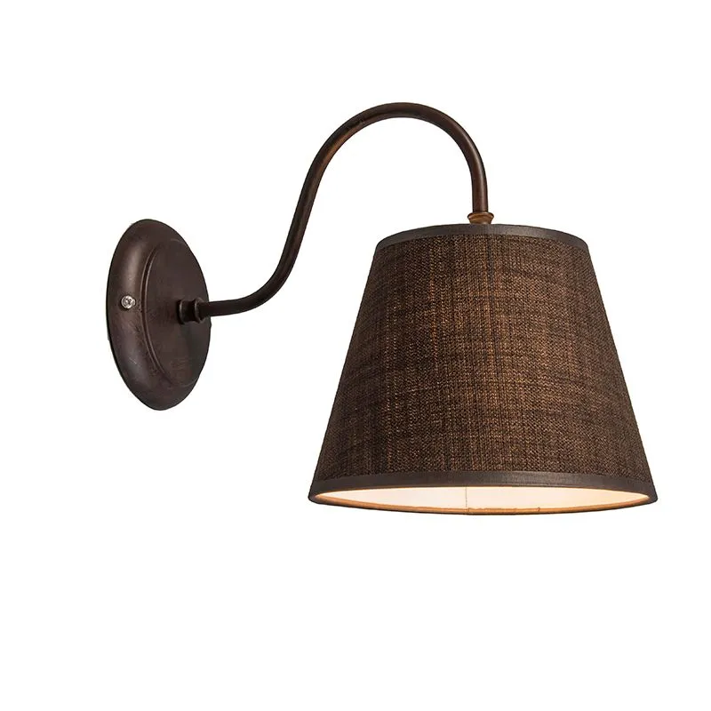 Applique con paralume 'Silea Down' rustico caffè/tessuto - adatto per LED / interno