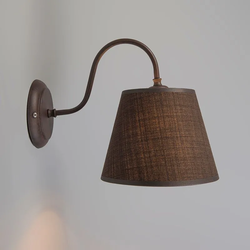 Applique con paralume 'Silea Down' rustico caffè/tessuto - adatto per LED / interno