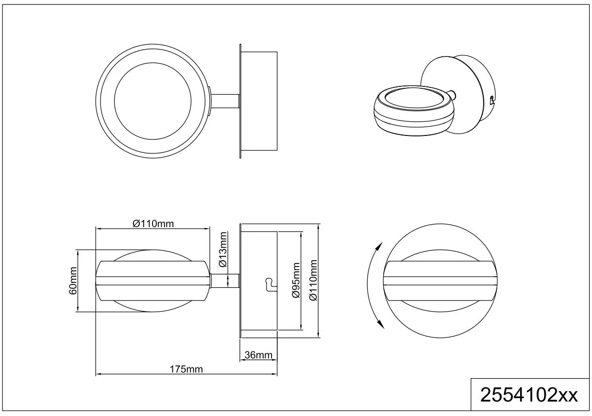 Applique Vista Led Orientabile Dimmer Rgbw Tecnologia Wiz Nichel Trio Lighting