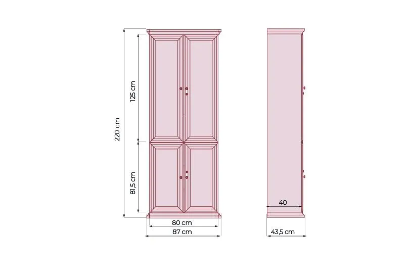 Armadio 2 ante per ufficio stile classico PRESTIGE C720B