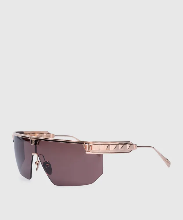 Balmain Occhiali da sole con logo Major in marrone BPS147C142