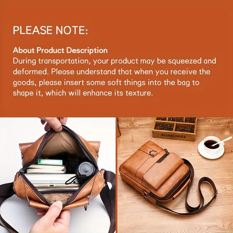 Borsa A Tracolla In Pelle PU Da Uomo 1 Pezzo, Borsa A Tracolla Casual Di Grande Capacità, Borsa A Tracolla Semplice E Alla Moda