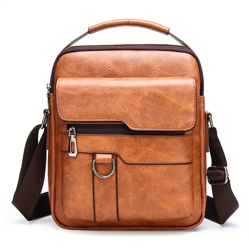 Borsa A Tracolla In Pelle PU Da Uomo 1 Pezzo, Borsa A Tracolla Casual Di Grande Capacità, Borsa A Tracolla Semplice E Alla Moda