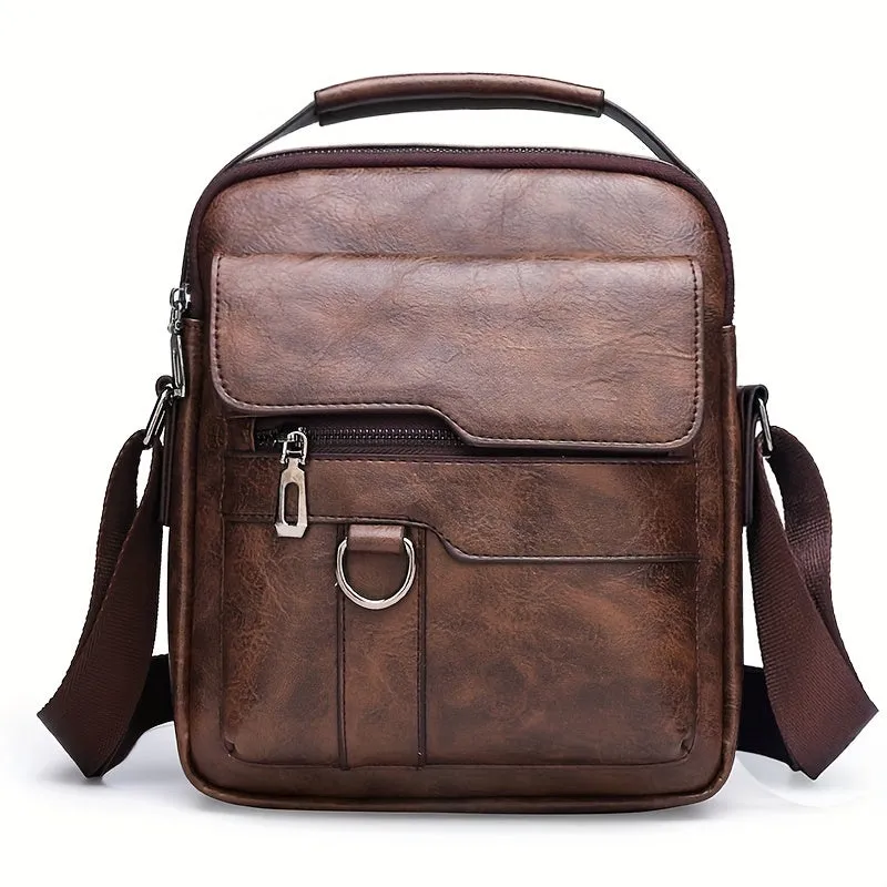 Borsa A Tracolla In Pelle PU Da Uomo 1 Pezzo, Borsa A Tracolla Casual Di Grande Capacità, Borsa A Tracolla Semplice E Alla Moda