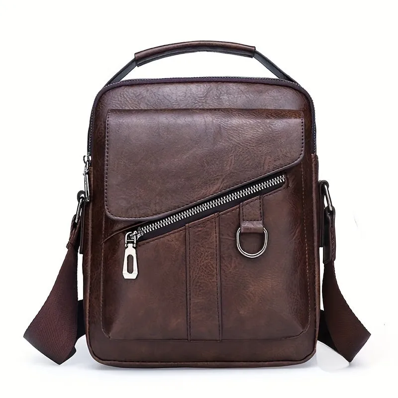 Borsa A Tracolla In Pelle PU Da Uomo 1 Pezzo, Borsa A Tracolla Casual Di Grande Capacità, Borsa A Tracolla Semplice E Alla Moda