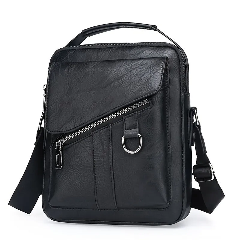 Borsa A Tracolla In Pelle PU Da Uomo 1 Pezzo, Borsa A Tracolla Casual Di Grande Capacità, Borsa A Tracolla Semplice E Alla Moda
