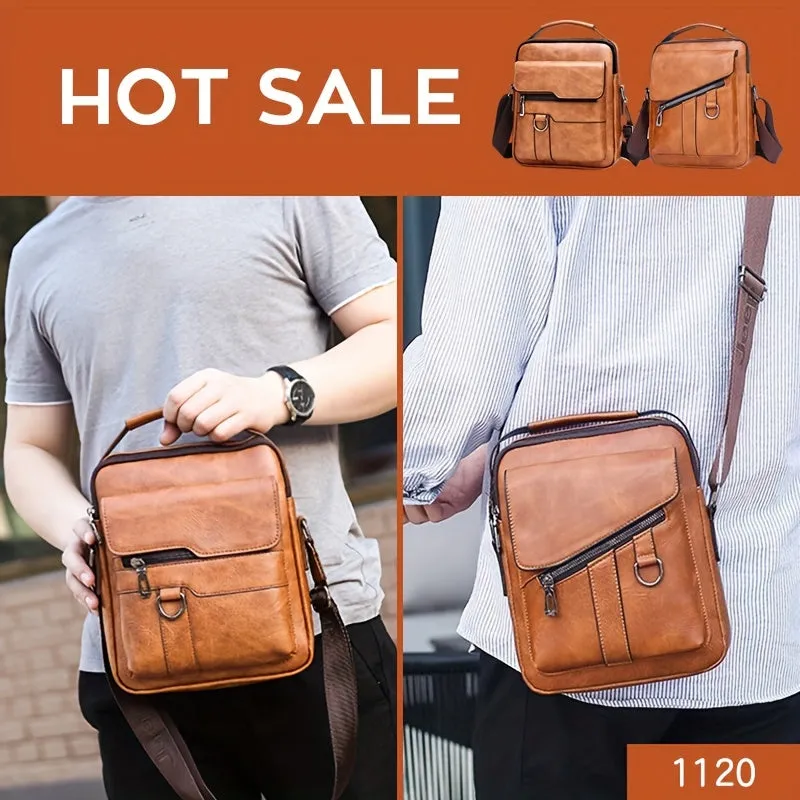 Borsa A Tracolla In Pelle PU Da Uomo 1 Pezzo, Borsa A Tracolla Casual Di Grande Capacità, Borsa A Tracolla Semplice E Alla Moda
