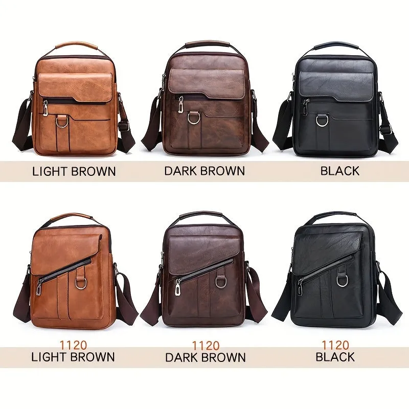 Borsa A Tracolla In Pelle PU Da Uomo 1 Pezzo, Borsa A Tracolla Casual Di Grande Capacità, Borsa A Tracolla Semplice E Alla Moda