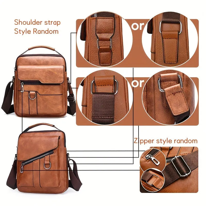 Borsa A Tracolla In Pelle PU Da Uomo 1 Pezzo, Borsa A Tracolla Casual Di Grande Capacità, Borsa A Tracolla Semplice E Alla Moda