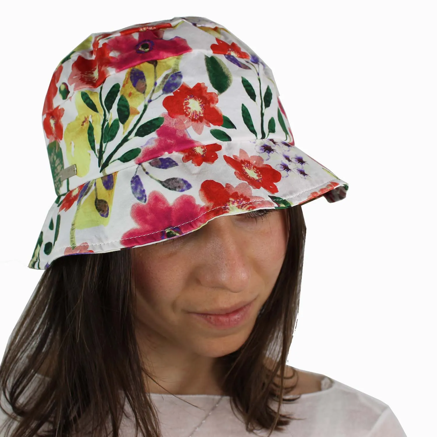 Bucket hat da donna floreale – Cappello da pescatore in cotone da donna tascabile