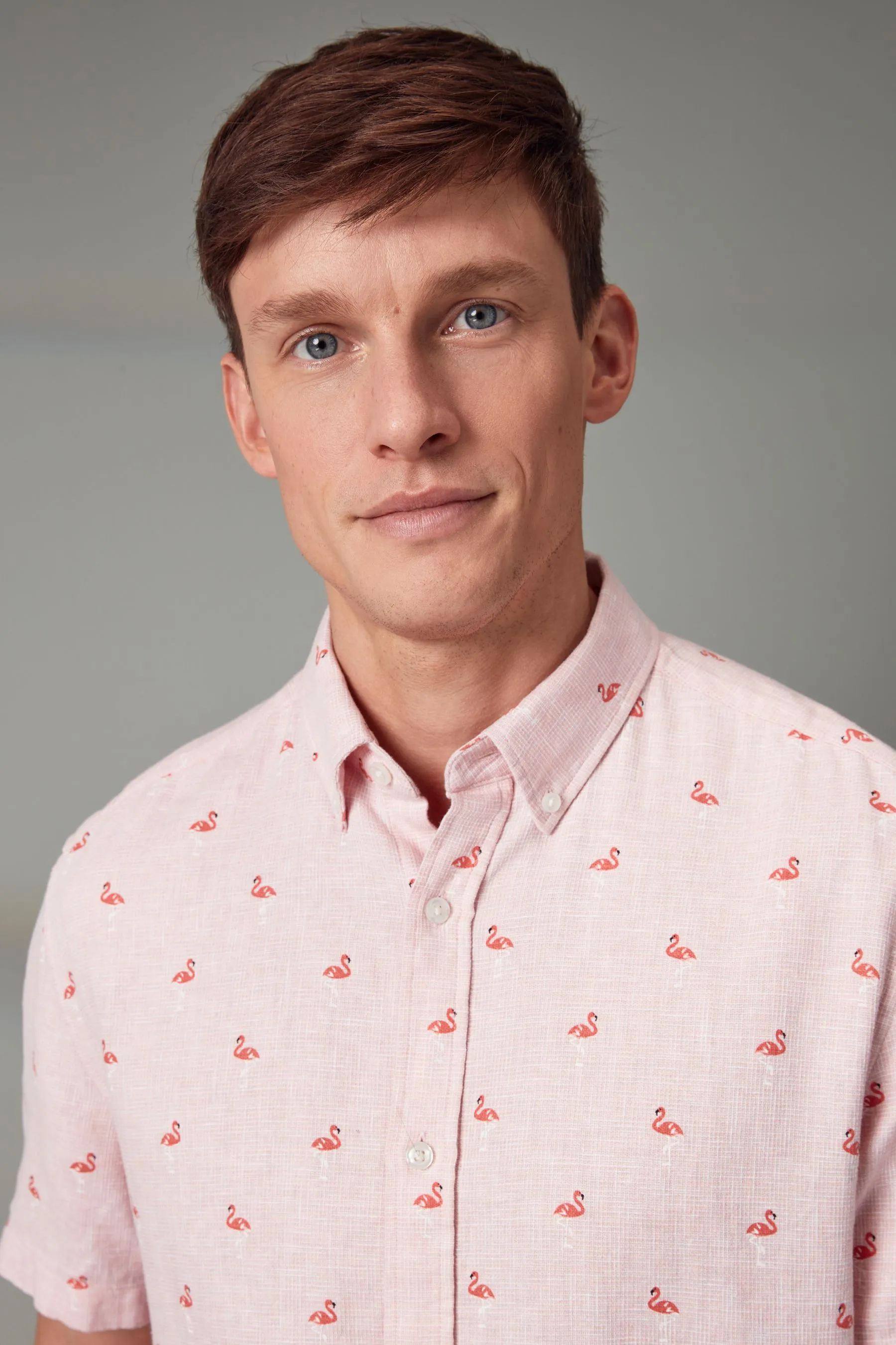 Camicia Maniche corte stampata in misto lino    