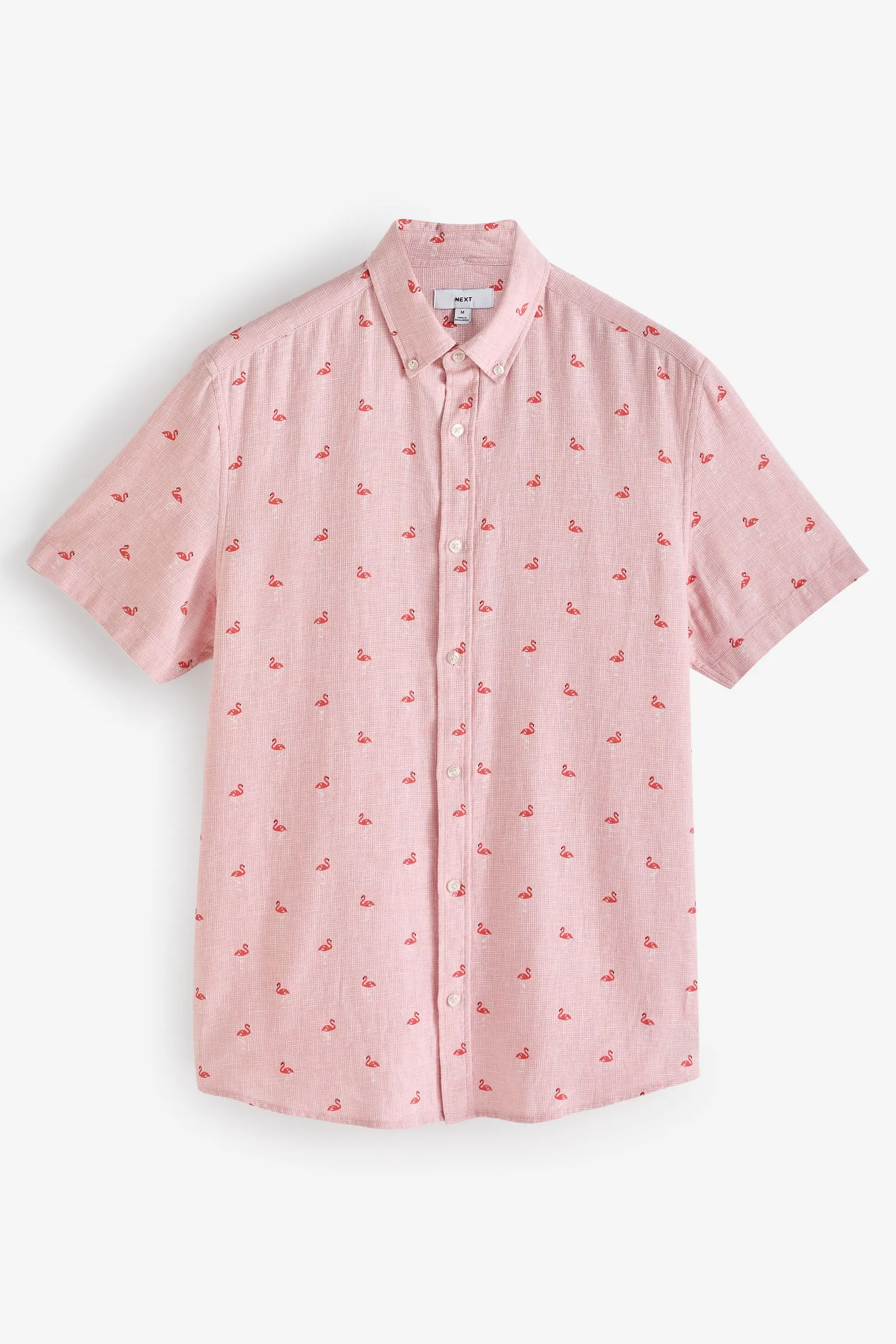 Camicia Maniche corte stampata in misto lino    