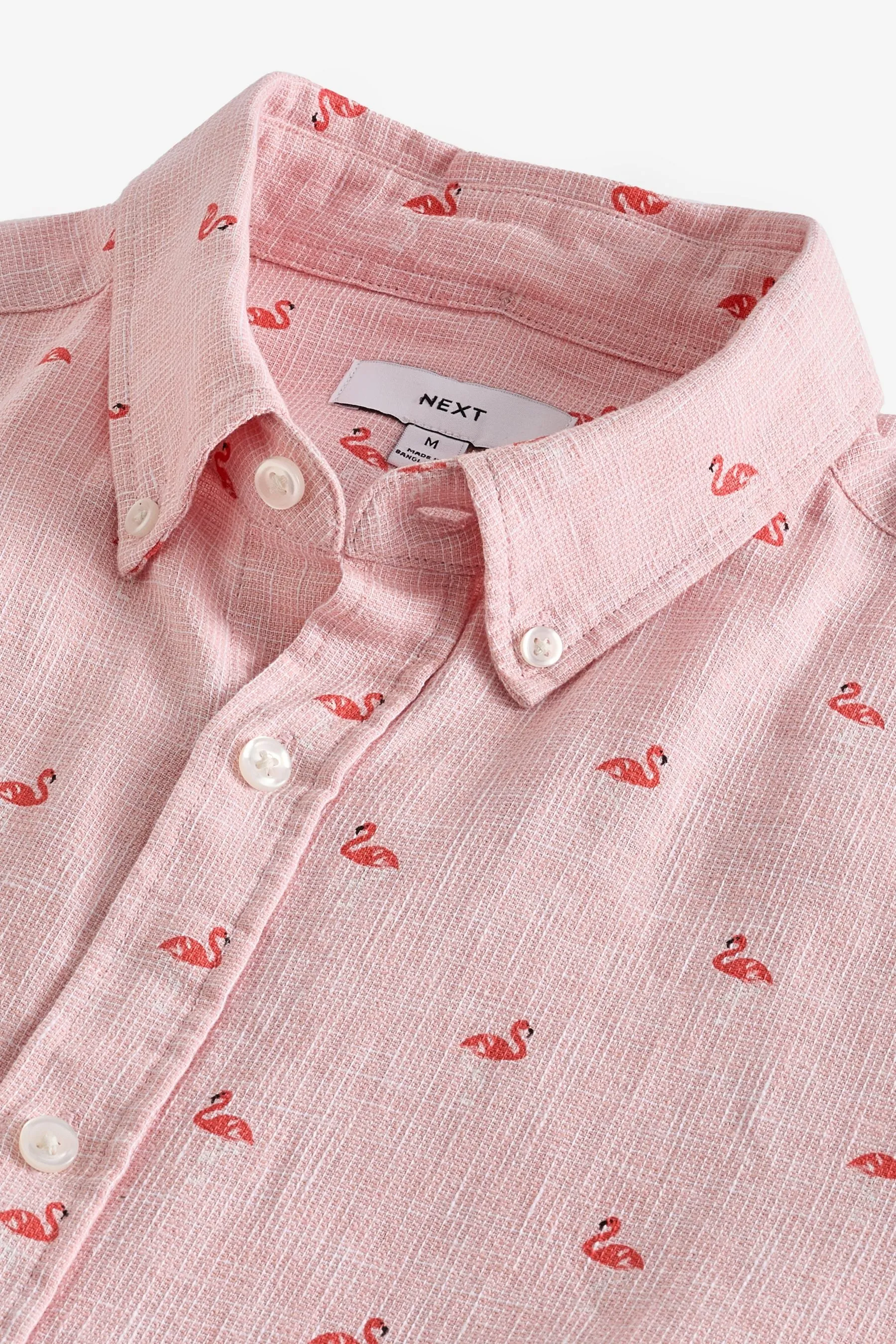 Camicia Maniche corte stampata in misto lino    