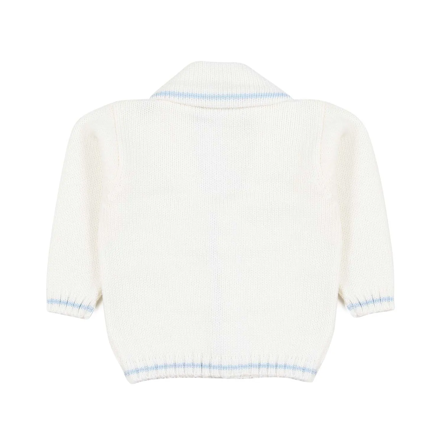 Cardigan Di Lana Panna E Celeste Neonato