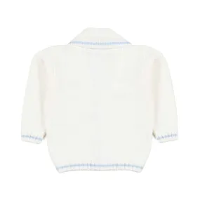 Cardigan Di Lana Panna E Celeste Neonato