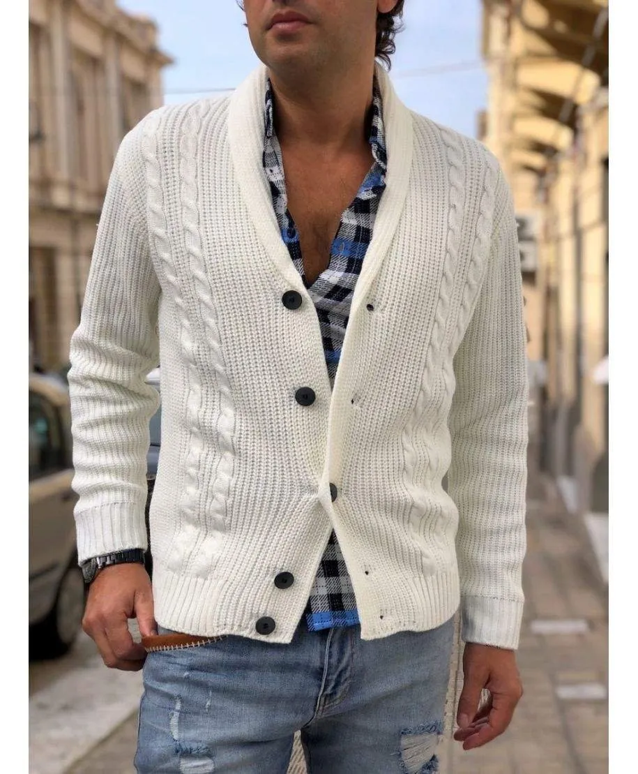 Cardigan uomo, slim Bianco