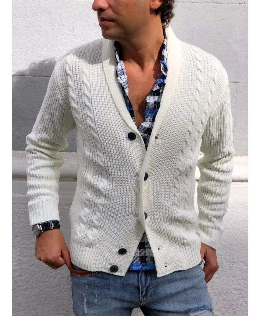 Cardigan uomo, slim Bianco