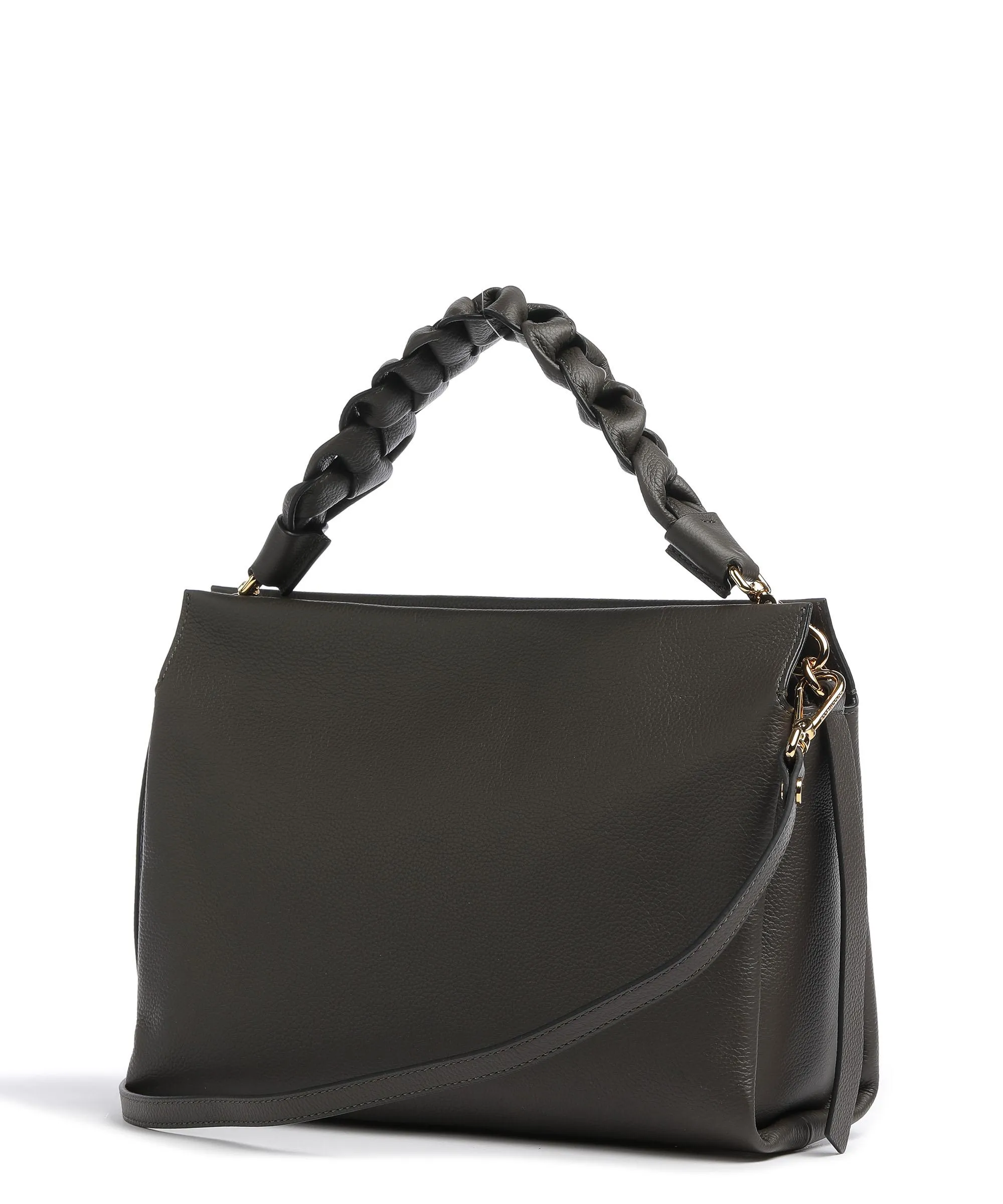  Coccinelle Boheme Grana Double Borsa a mano pelle granulata marrone scuro  