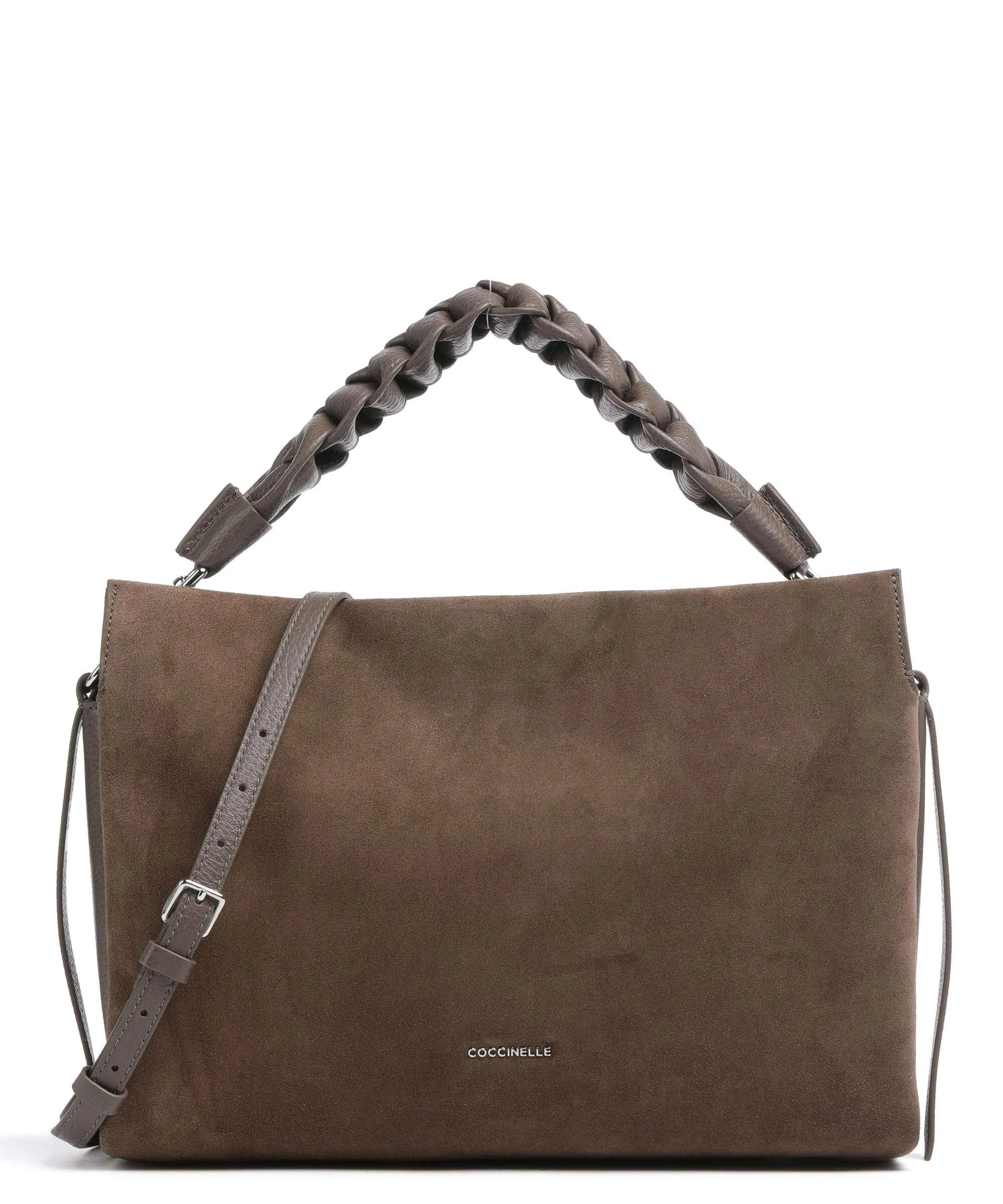  Coccinelle Boheme Suede Borsa a mano pelle bovina ruvida marrone scuro  