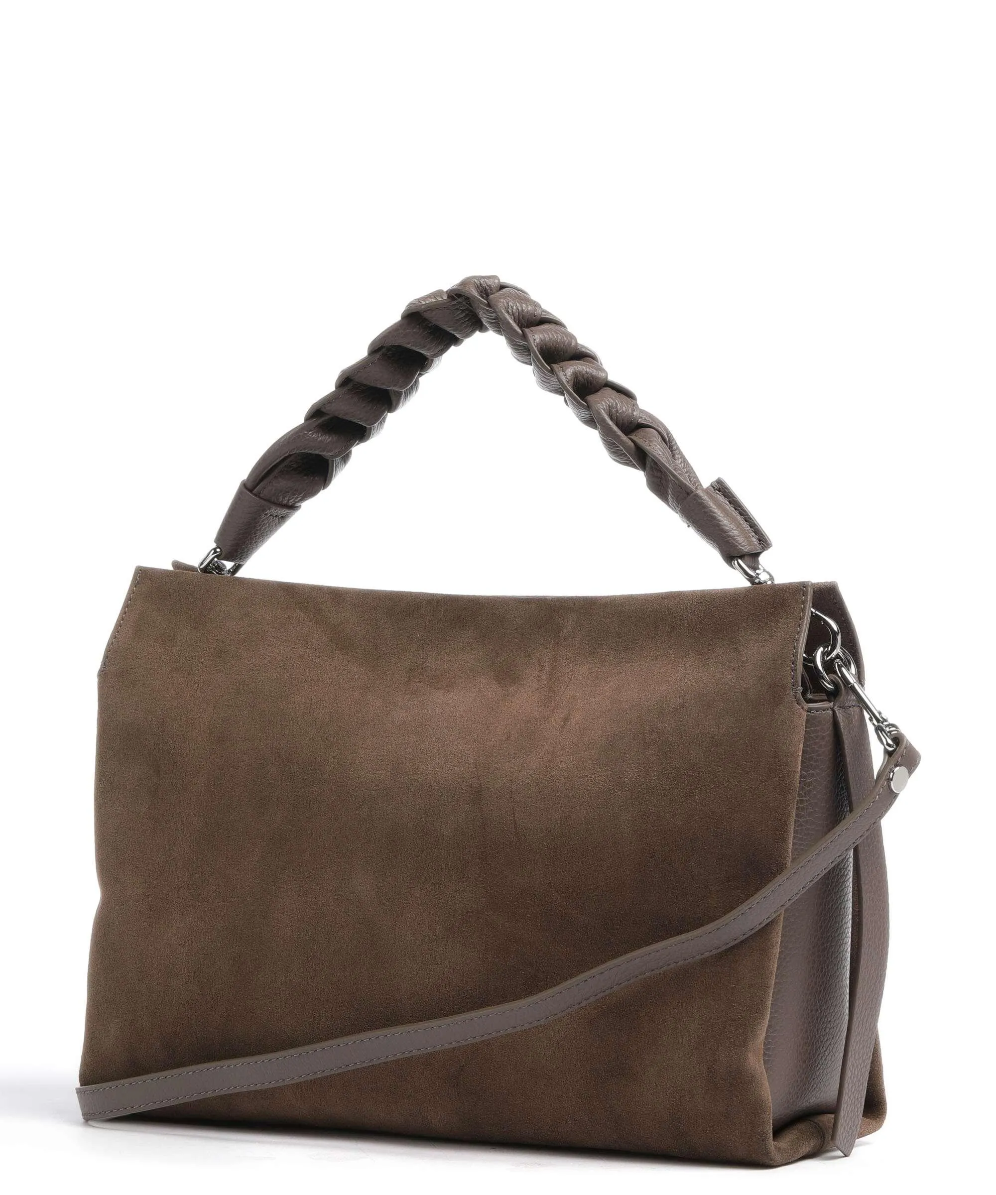  Coccinelle Boheme Suede Borsa a mano pelle bovina ruvida marrone scuro  