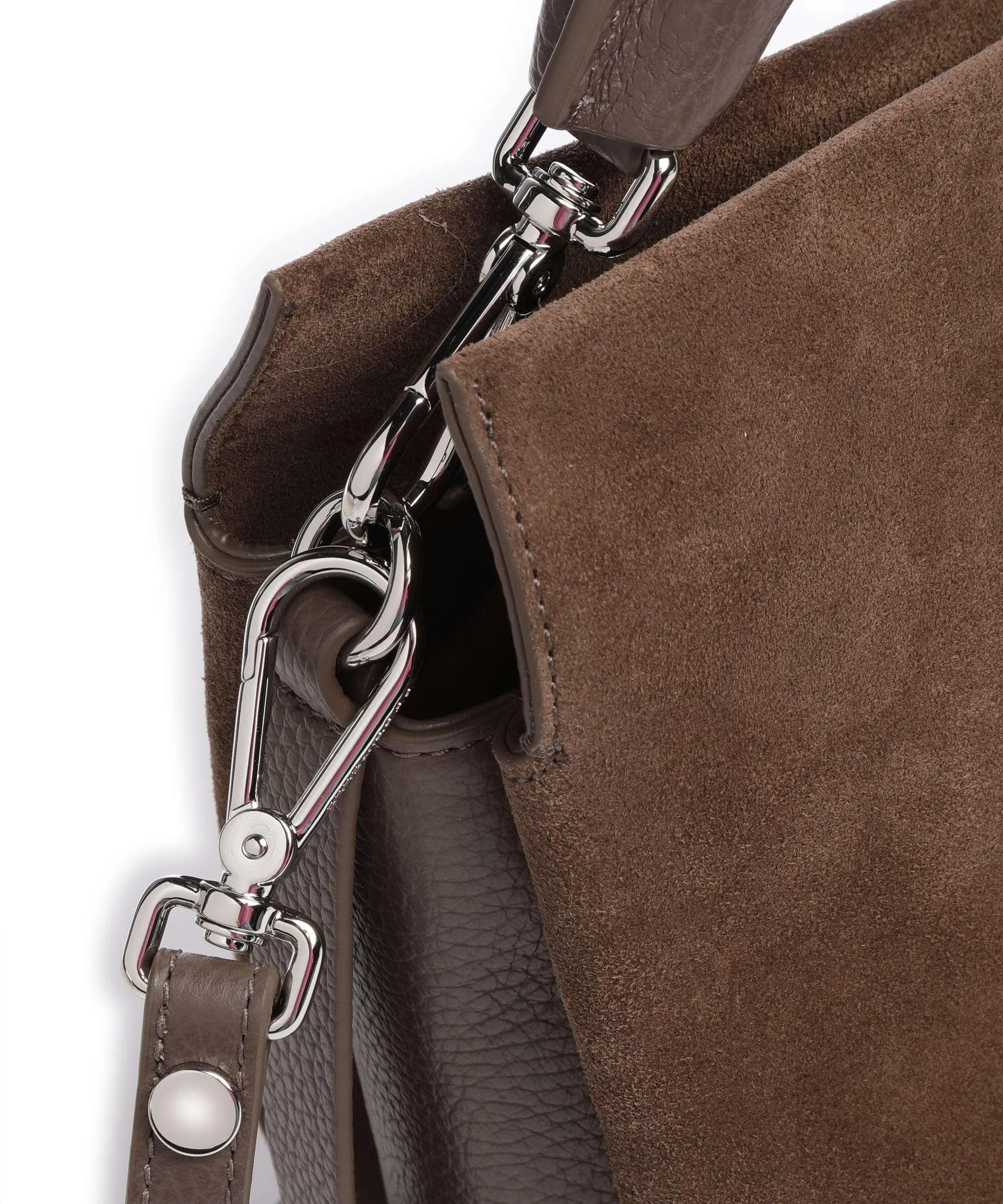  Coccinelle Boheme Suede Borsa a mano pelle bovina ruvida marrone scuro  