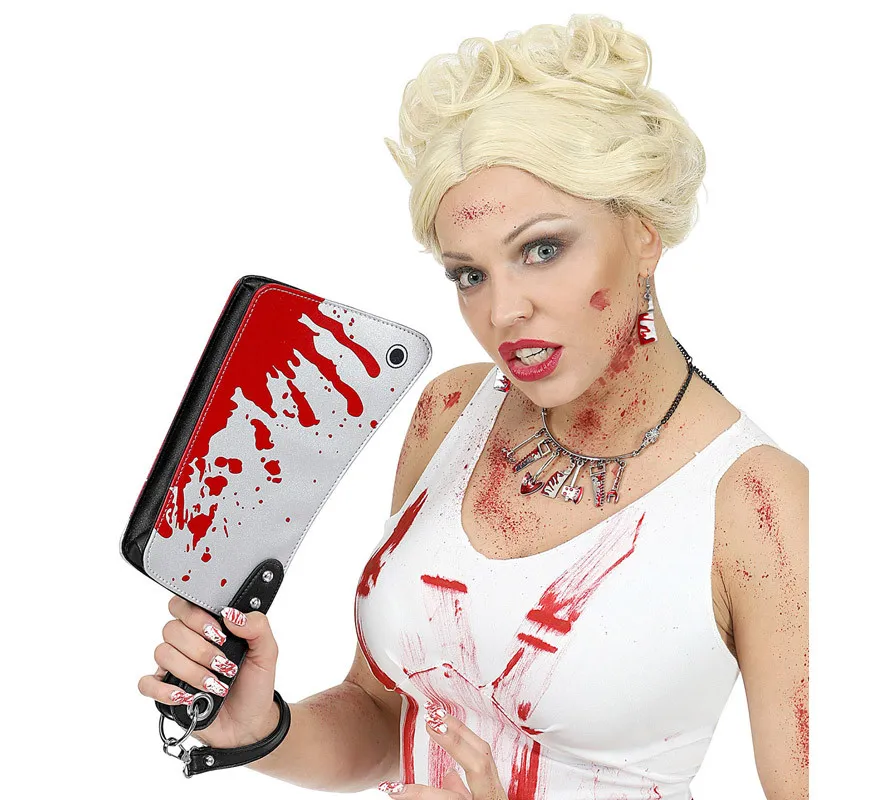 Coltello da macellaio insanguinato della borsa di Halloween