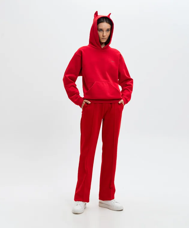 Coperni Felpa rossa con cappuccio con stampa logo COPJS15BIS523