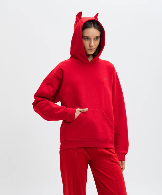 Coperni Felpa rossa con cappuccio con stampa logo COPJS15BIS523