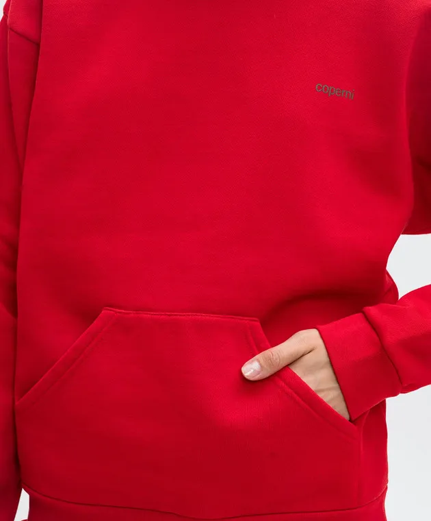 Coperni Felpa rossa con cappuccio con stampa logo COPJS15BIS523