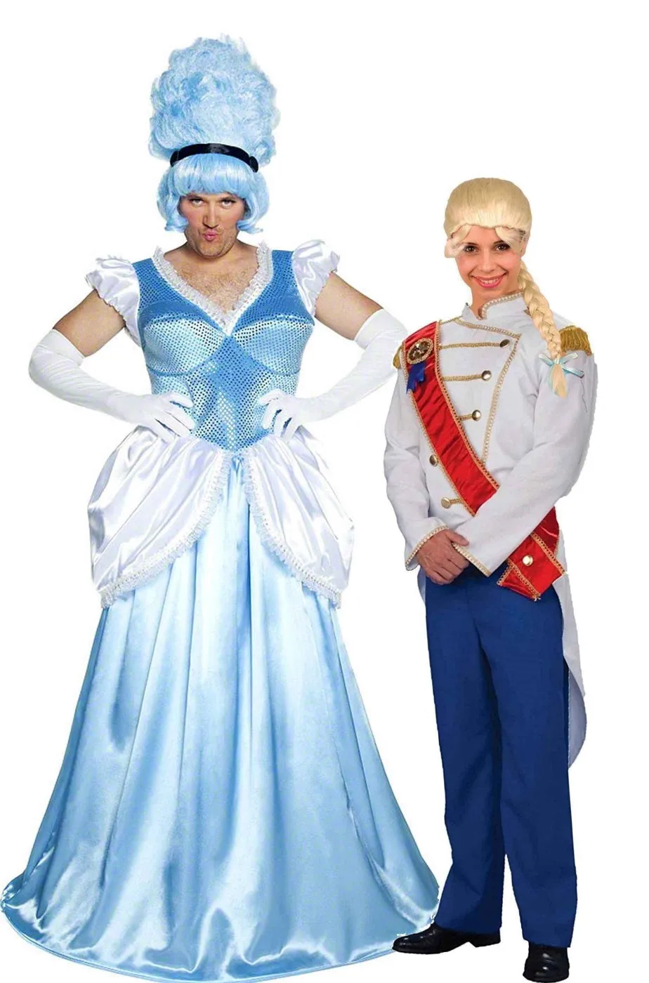Coppia di costumi adulto Principa Azzurra e Cenerentolo