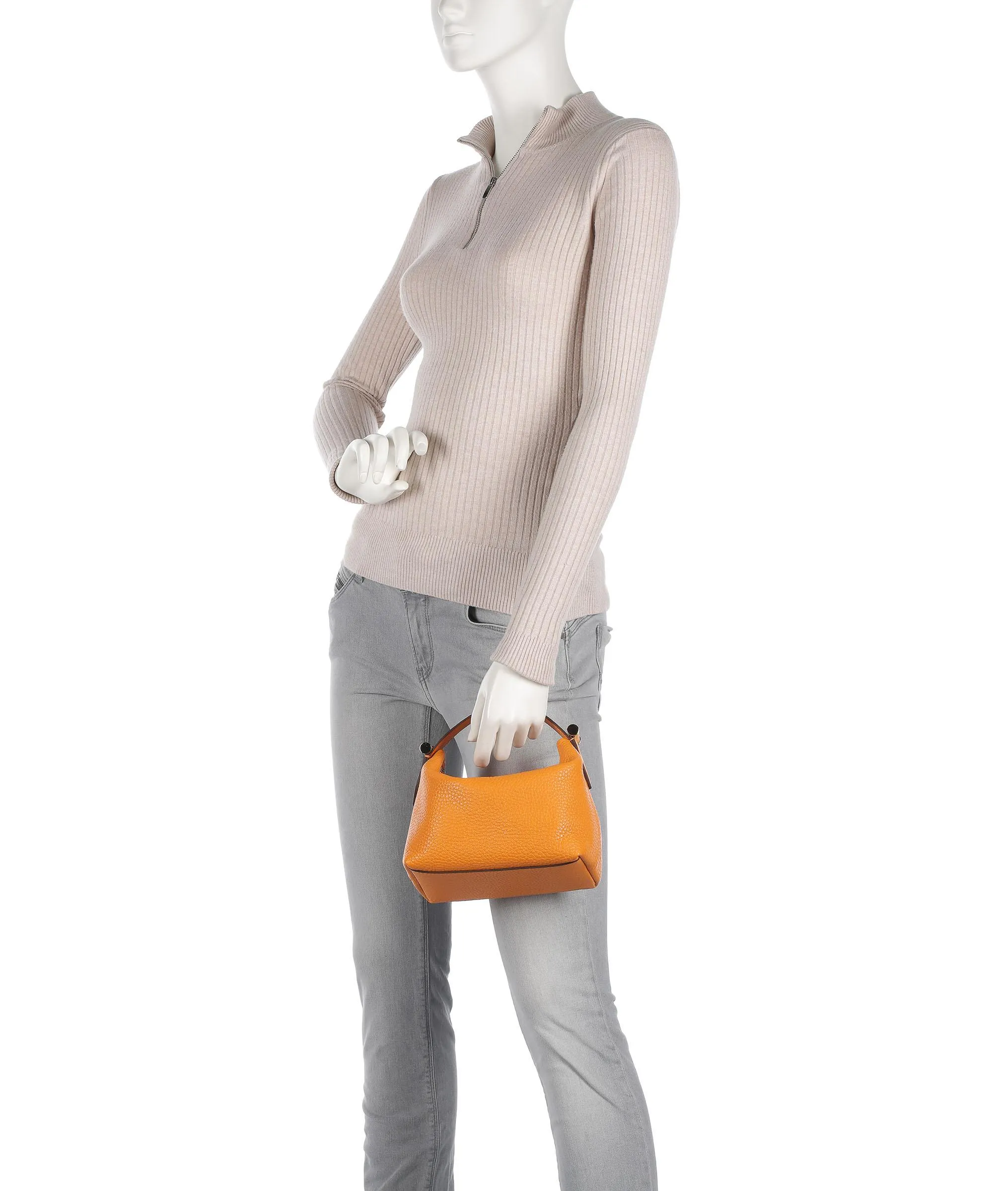  Decadent Copenhagen Cally Box Bag Borsa a mano pelle granulata arancio  