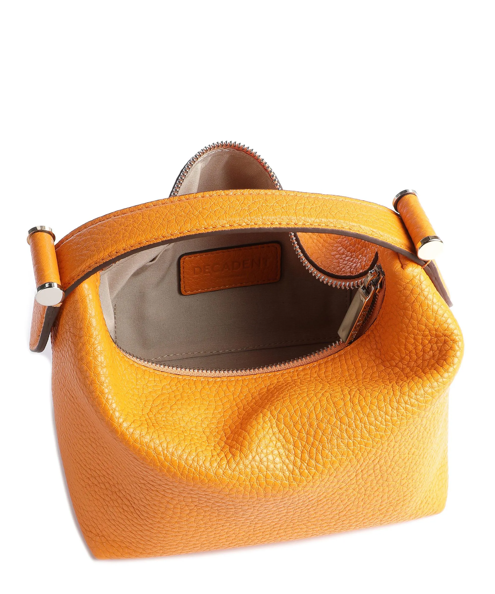  Decadent Copenhagen Cally Box Bag Borsa a mano pelle granulata arancio  