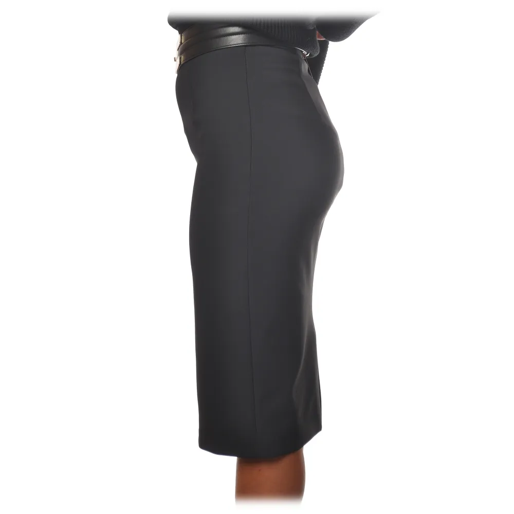 Elisabetta Franchi - Gonna Vita Alta a Tubino - Nero - Gonna - Made in Italy - Luxury Exclusive Collection
