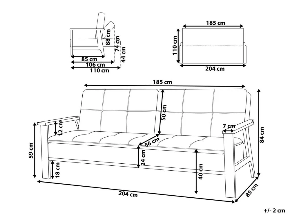 Fabric Sofa Bed Blue TJORN