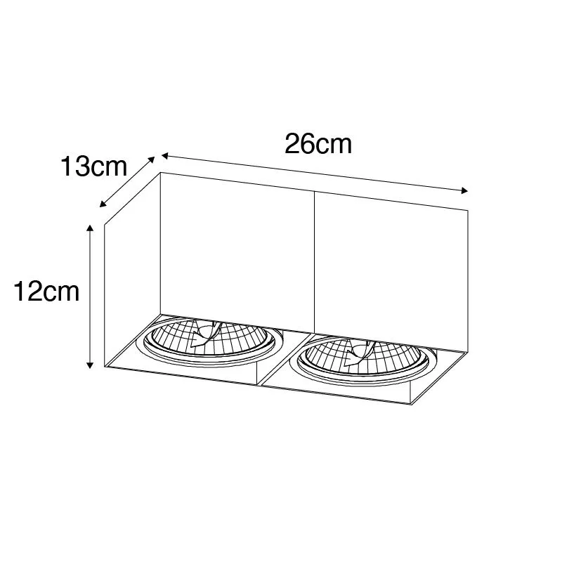 Faretto di design bianco rettangolare AR111 2 luci - Box