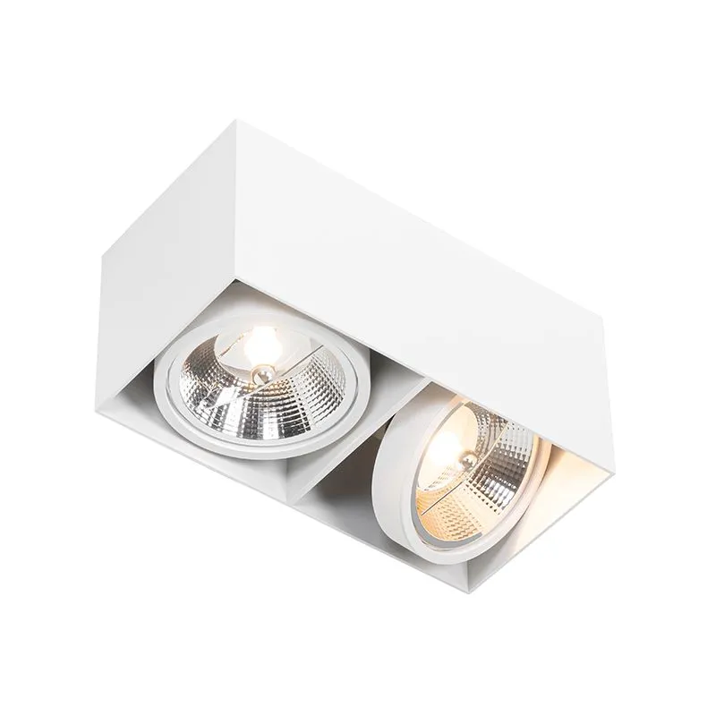 Faretto di design bianco rettangolare AR111 2 luci - Box