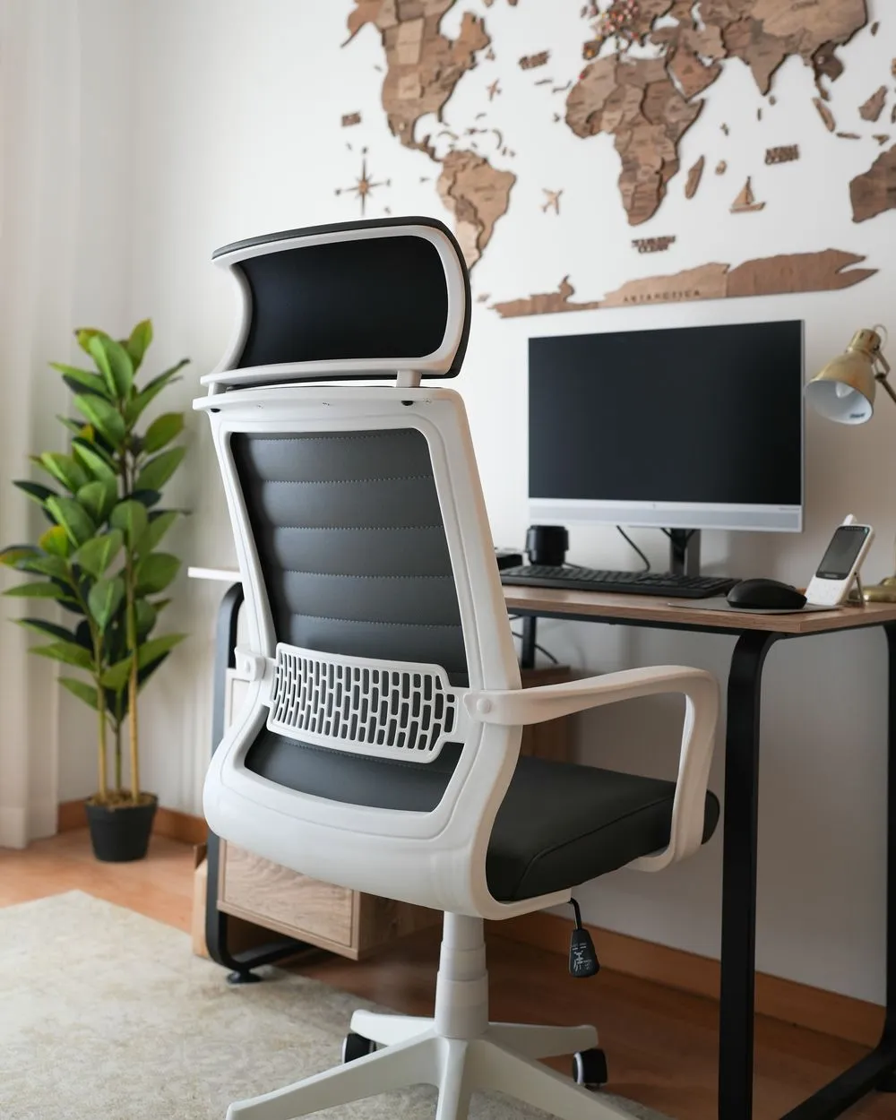 Faux Leather Swivel Office Chair Grey LEADER