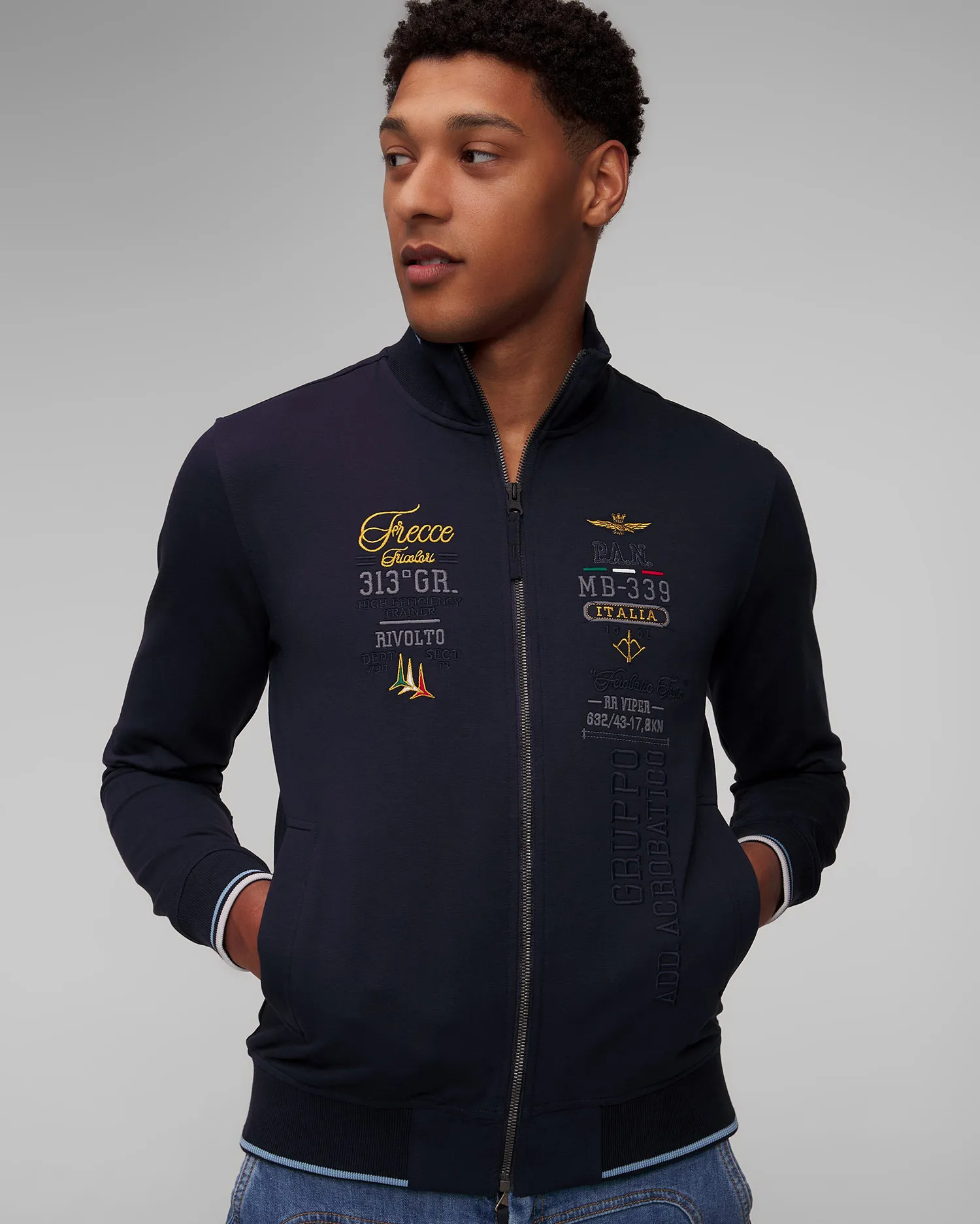 Felpa blu scuro da uomo Aeronautica Militare 241fe1879f419-8347