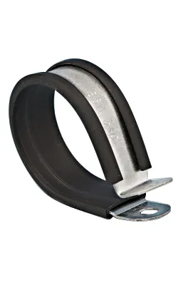 Fermaglio a P in Acciaio dolce rivestita in Gomma EPDM, Zinco Jubilee, Ø interno 16mm, Ø foro M 4/5