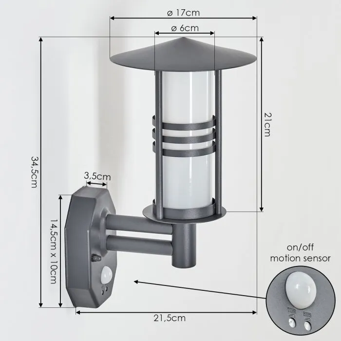 Forli Applique da esterno Antracite, 1-Luce, Sensori di movimento