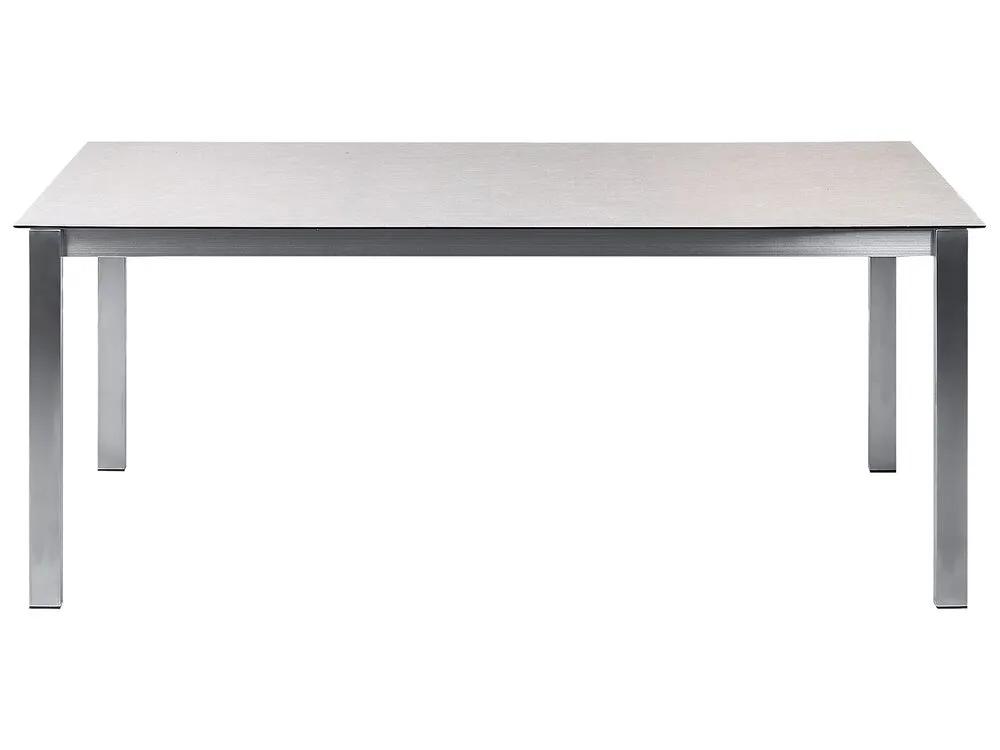 Garden Dining Set 6 Seater COSOLETO/GROSSETO Tempered Glass Marble Effect White/ Beige