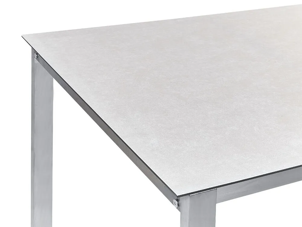 Garden Dining Set 6 Seater COSOLETO/GROSSETO Tempered Glass Marble Effect White/ Beige