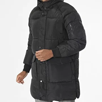 Giacca lunga con cappuccio nera