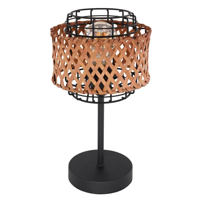 Globo GINA Lampada da tavolo Legno scuro, Nero, 1-Luce